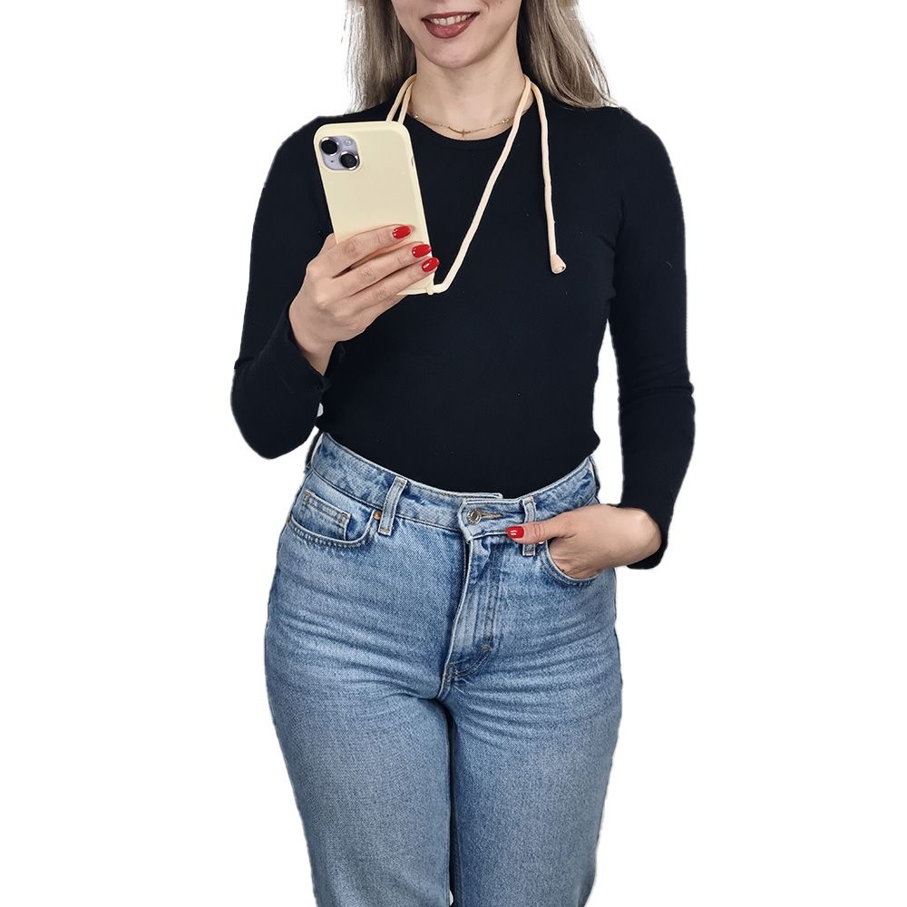 Θήκη Σιλικόνης με Κορδόνι CarryHang Sonique Apple iPhone 17 Pro Max Μπεζ