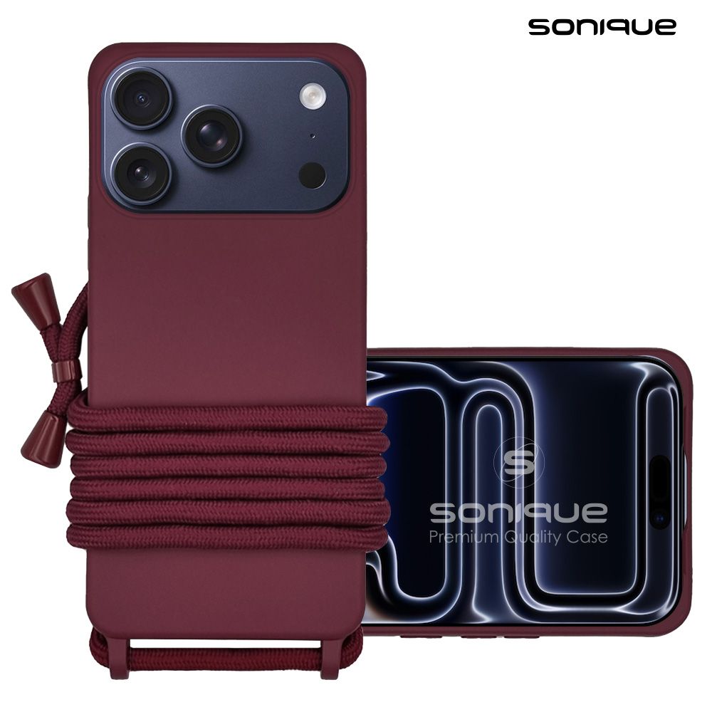 Θήκη Σιλικόνης με Κορδόνι CarryHang Sonique Apple iPhone 17 Pro Max Μπορντό