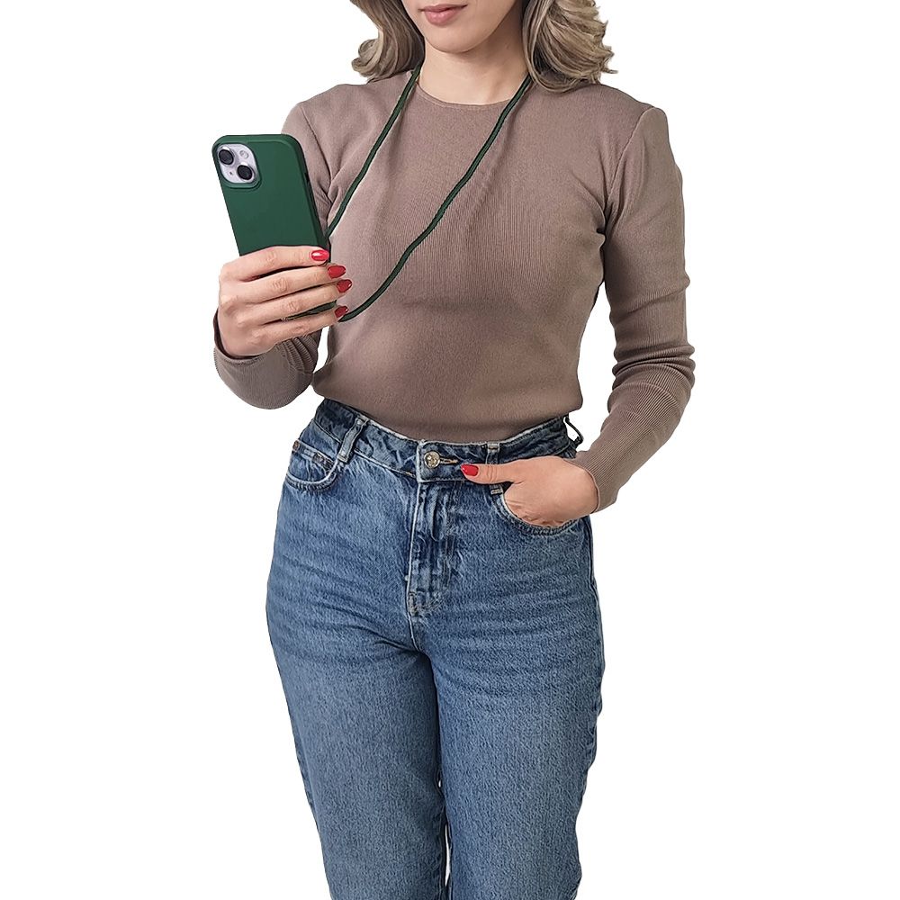 Θήκη Σιλικόνης με Κορδόνι CarryHang Sonique Apple iPhone 17 Pro Max Πράσινο Σκούρο
