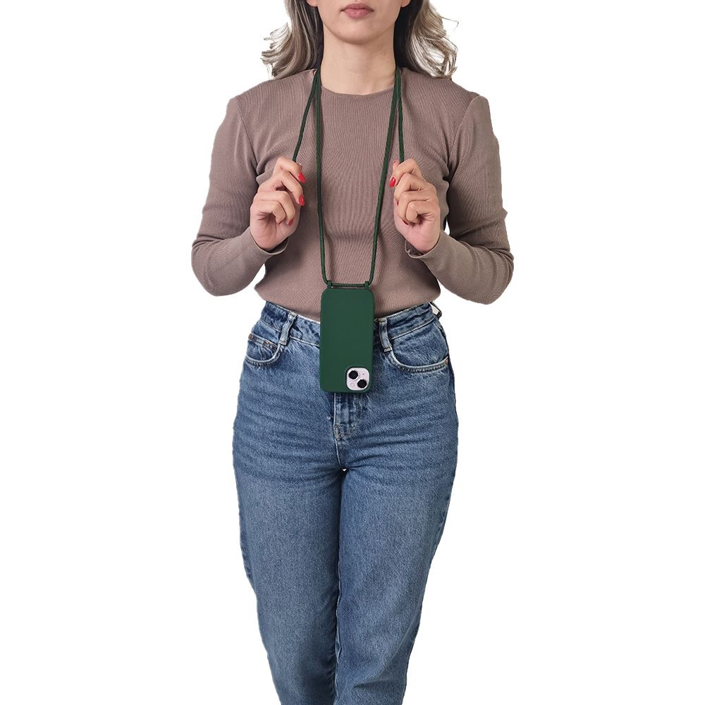 Θήκη Σιλικόνης με Κορδόνι CarryHang Sonique Apple iPhone 17 Pro Max Πράσινο Σκούρο
