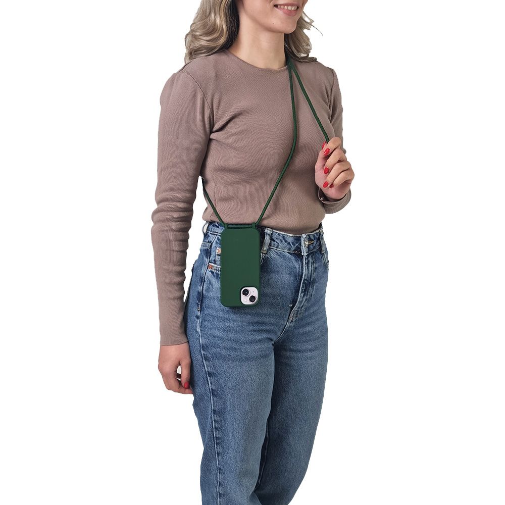 Θήκη Σιλικόνης με Κορδόνι CarryHang Sonique Apple iPhone 17 Pro Max Πράσινο Σκούρο