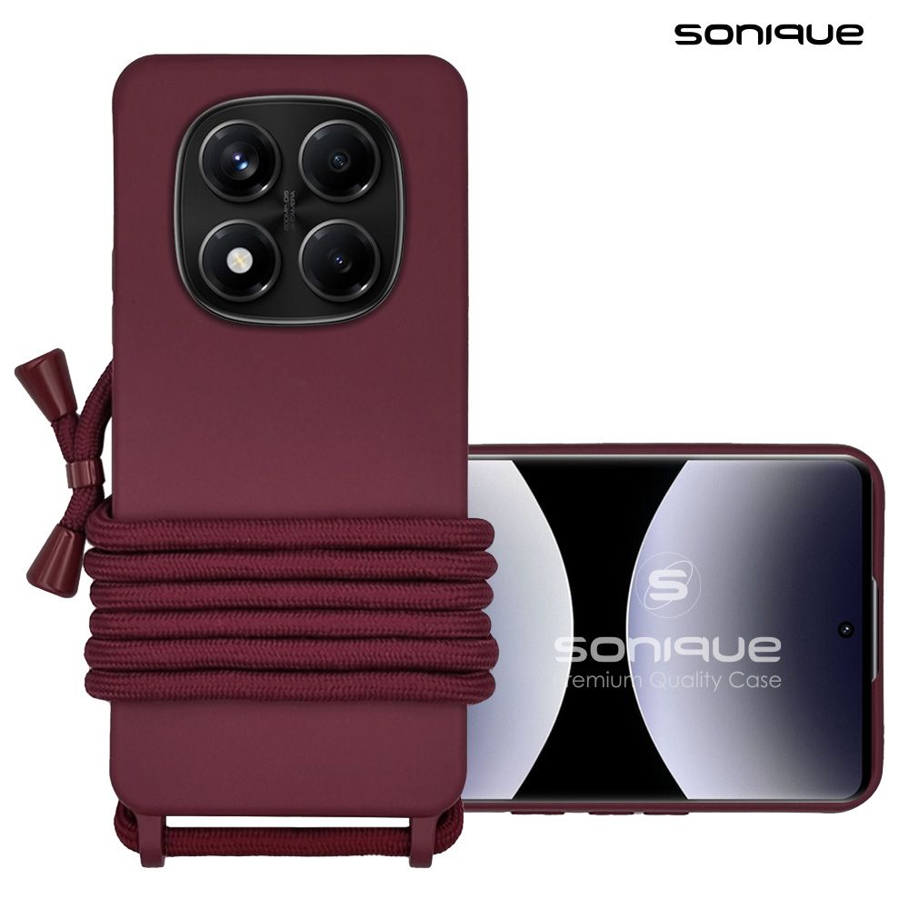 Θήκη Σιλικόνης με Κορδόνι CarryHang Sonique Xiaomi Redmi Note 14 Pro 4G Μπορντό
