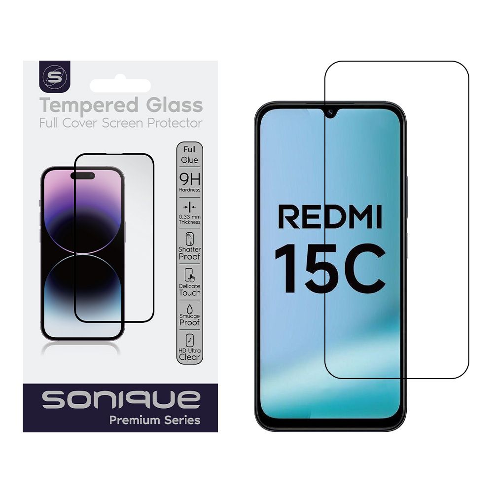 Hardy Glass Sonique Premium Series HD Full Cover 9H Xiaomi Redmi 15C 4G 173mm / Redmi 15C 5G 173mm / Poco C85 4G Μαύρο