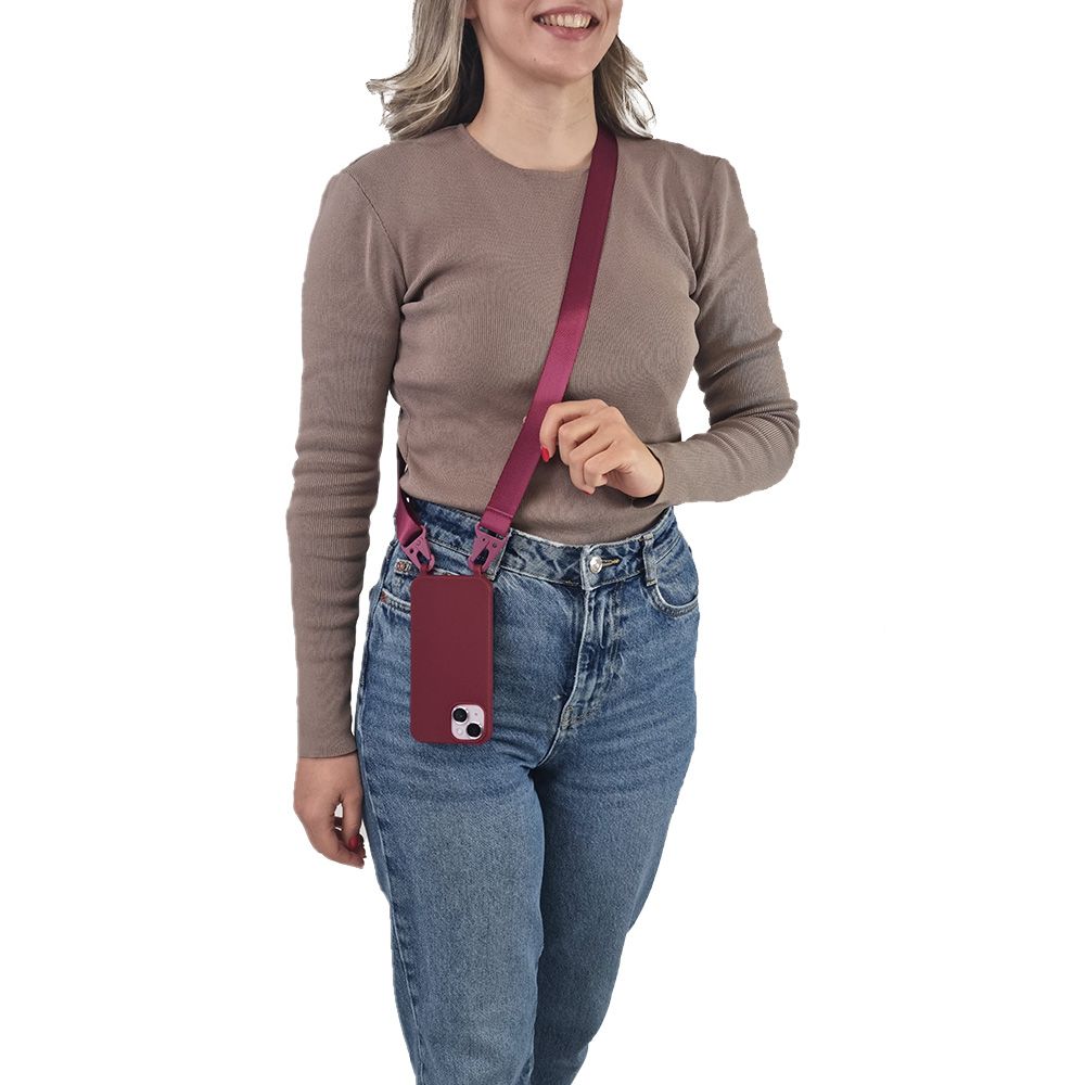 Θήκη Σιλικόνης με Strap CarryHang Sonique Apple iPhone 17 Μπορντό