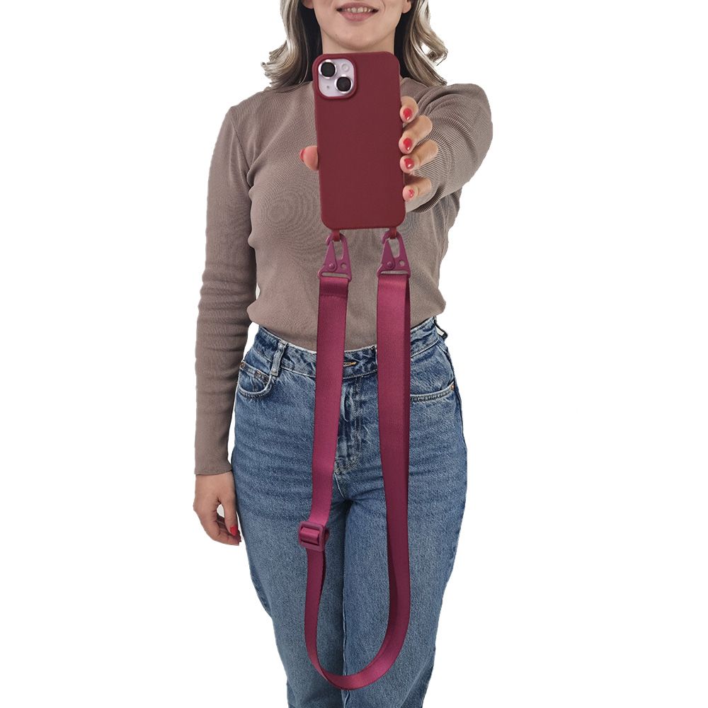 Θήκη Σιλικόνης με Strap CarryHang Sonique Apple iPhone 17 Μπορντό