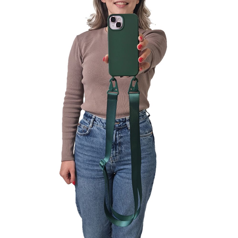 Θήκη Σιλικόνης με Strap CarryHang Sonique Apple iPhone 17 Πράσινο Σκούρο
