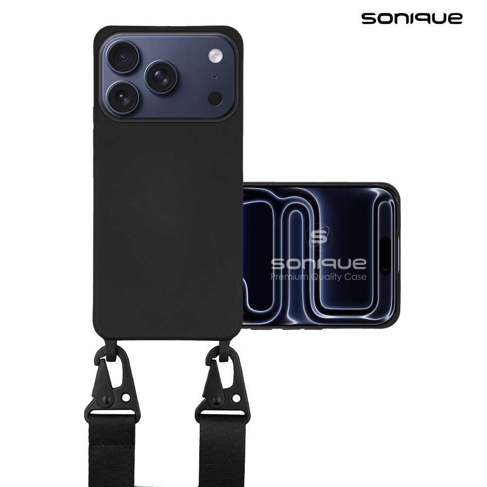 Θήκη Σιλικόνης με Strap CarryHang Sonique Apple iPhone 17 Pro Max Μαύρο