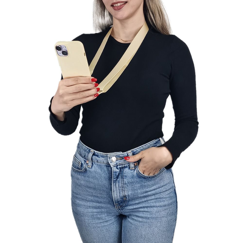Θήκη Σιλικόνης με Strap CarryHang Sonique Apple iPhone 17 Pro Max Μπεζ