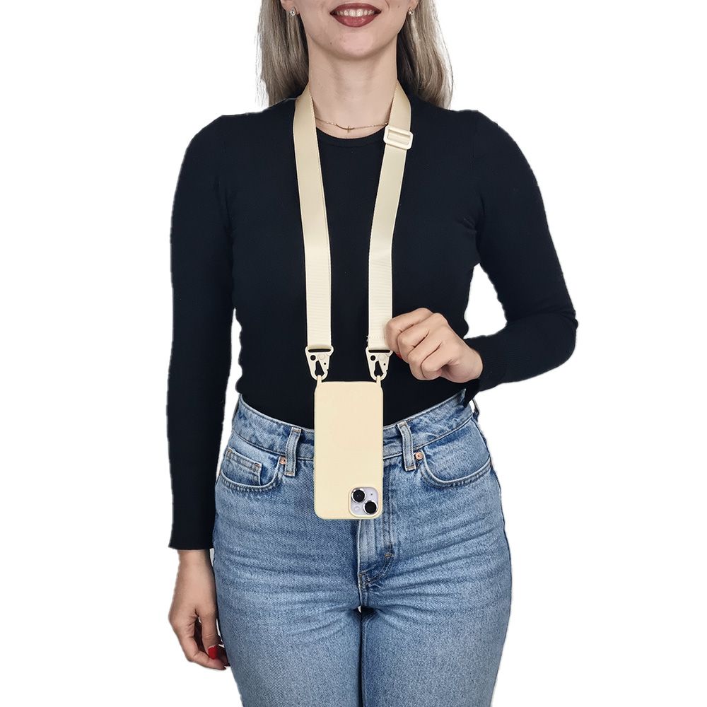 Θήκη Σιλικόνης με Strap CarryHang Sonique Apple iPhone 17 Pro Max Μπεζ
