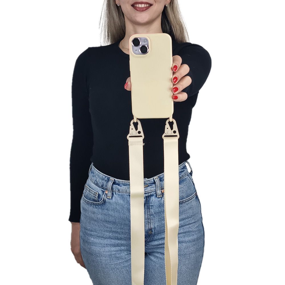Θήκη Σιλικόνης με Strap CarryHang Sonique Apple iPhone 17 Pro Max Μπεζ