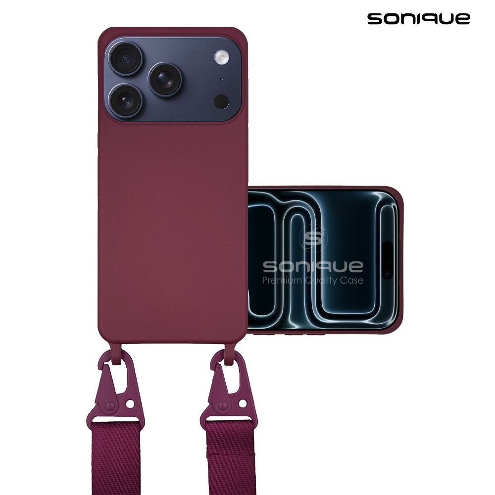 Θήκη Σιλικόνης με Strap CarryHang Sonique Apple iPhone 17 Pro Max Μπορντό