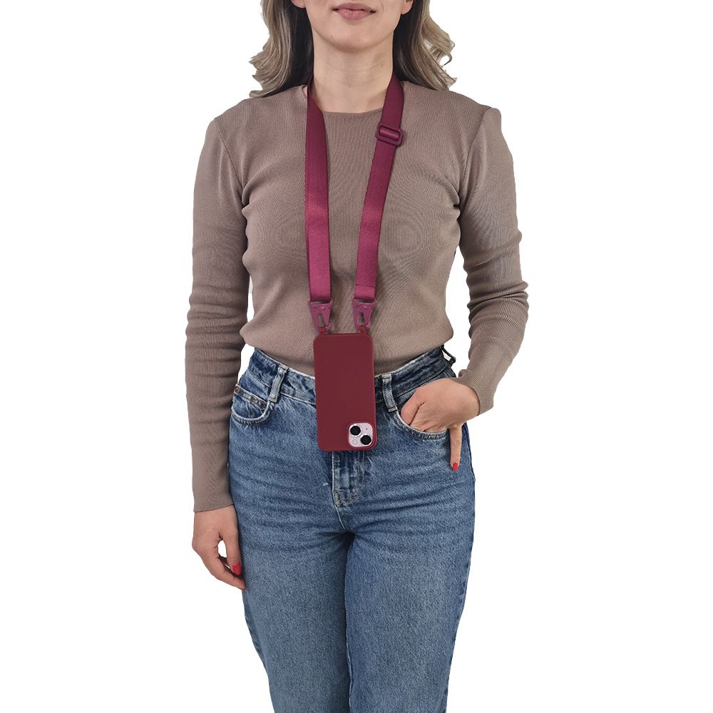 Θήκη Σιλικόνης με Strap CarryHang Sonique Apple iPhone 17 Pro Max Μπορντό