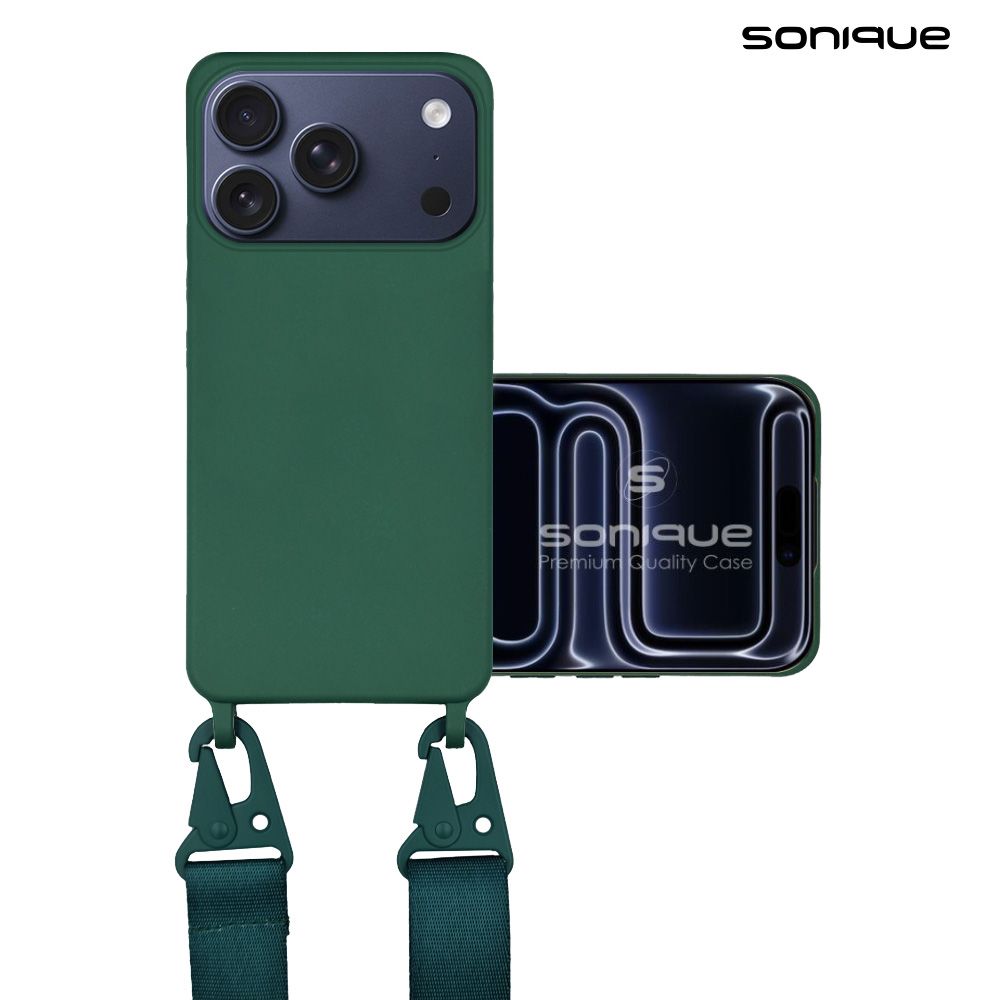 Θήκη Σιλικόνης με Strap CarryHang Sonique Apple iPhone 17 Pro Max Πράσινο Σκούρο