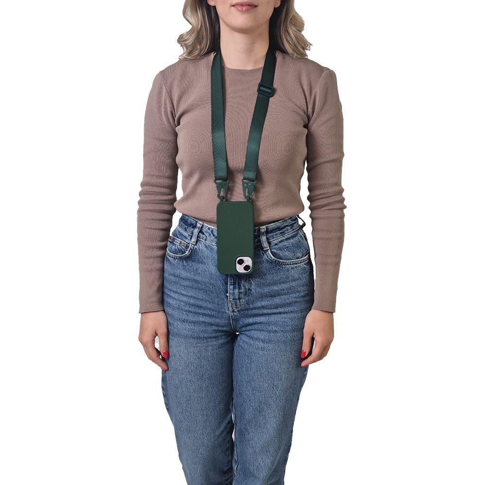 Θήκη Σιλικόνης με Strap CarryHang Sonique Apple iPhone 17 Pro Max Πράσινο Σκούρο