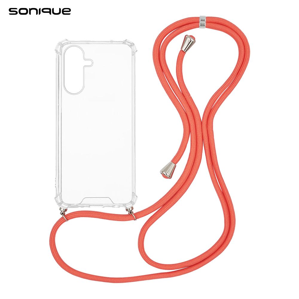 Θήκη Σιλικόνης με Κορδόνι Sonique Armor Clear Samsung Galaxy S25 FE Κοραλλί