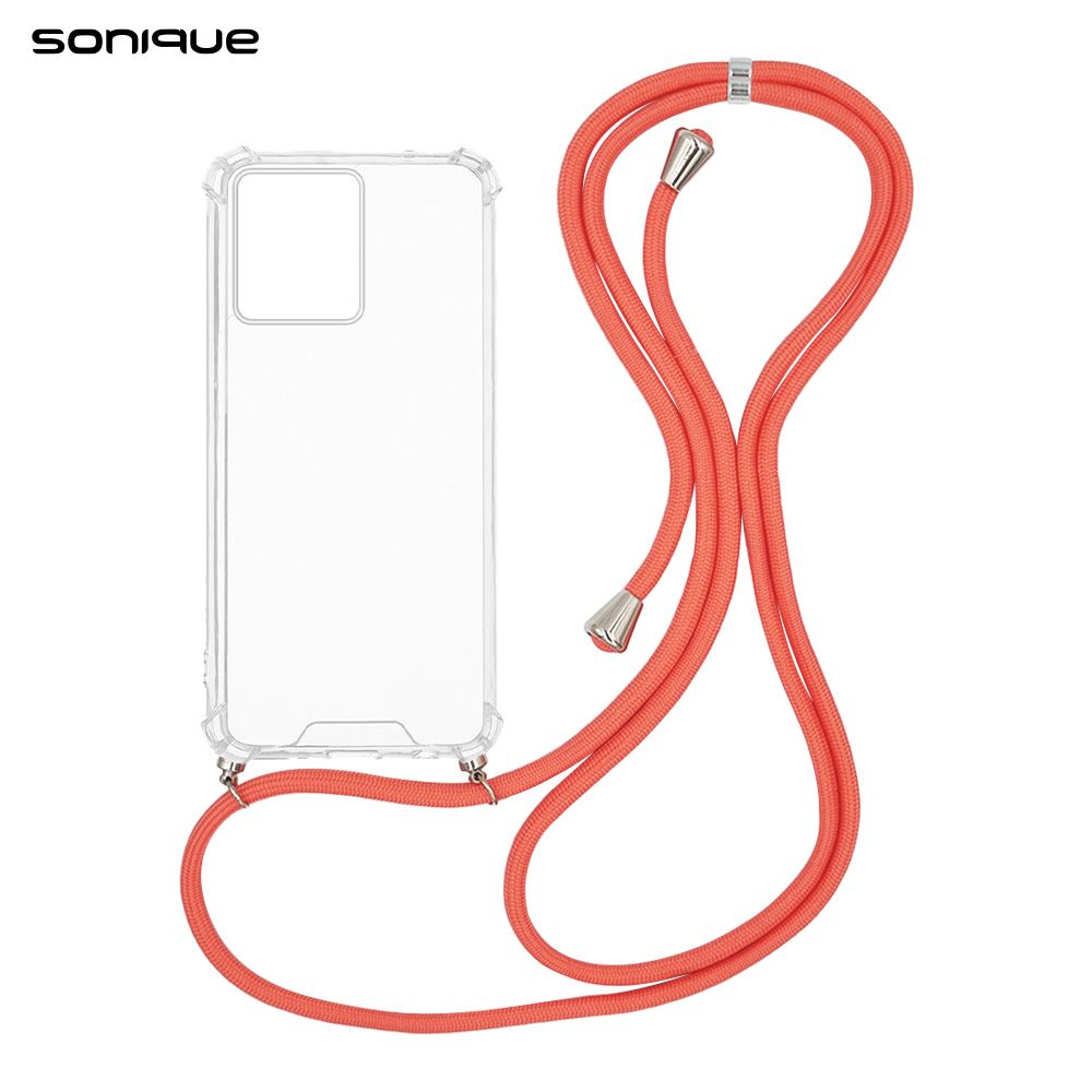 Θήκη Σιλικόνης με Κορδόνι Sonique Armor Clear Motorola Edge 40 Neo 5G Κοραλλί