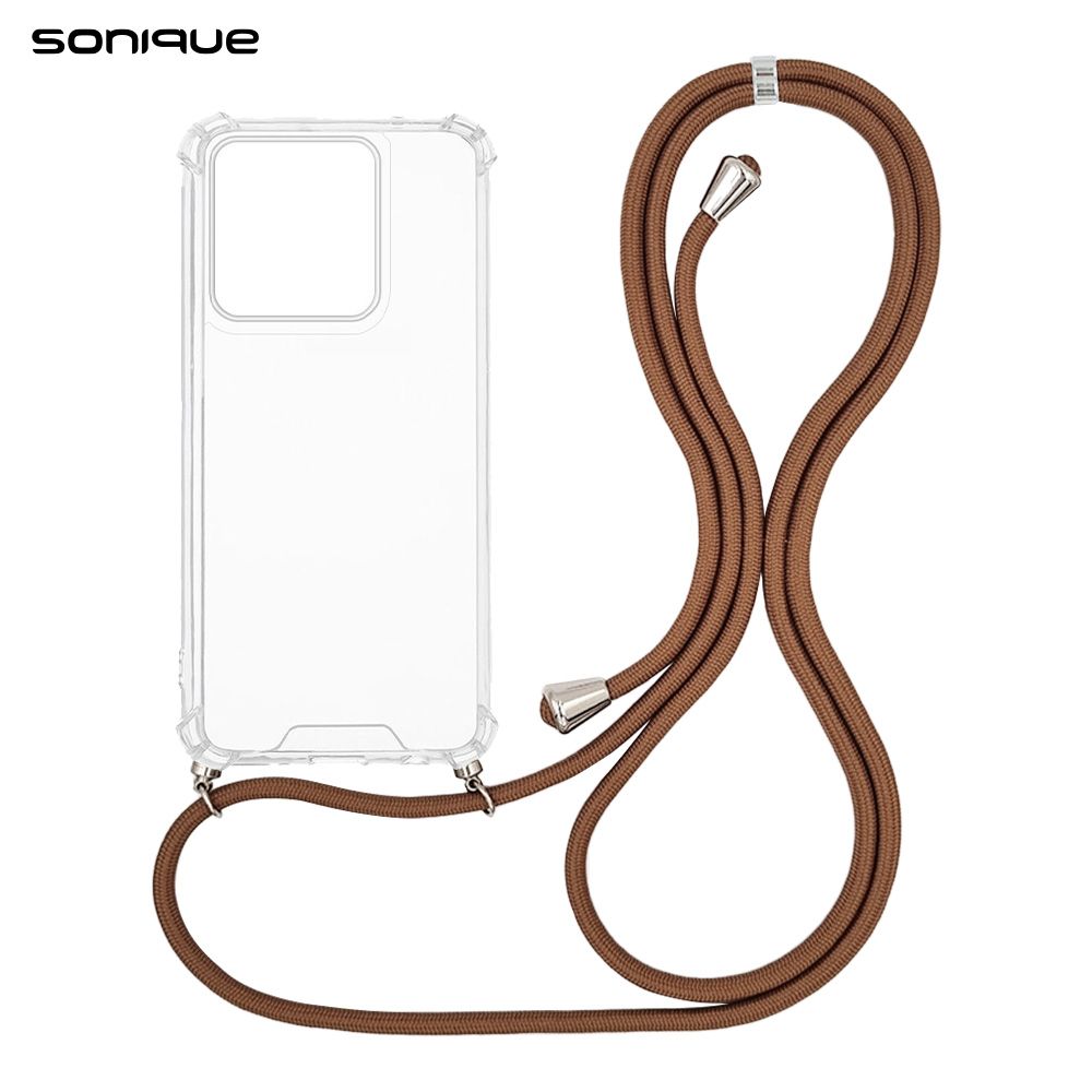 Θήκη Σιλικόνης με Κορδόνι Sonique Armor Clear Motorola Edge 60 Fusion 5G Καφέ