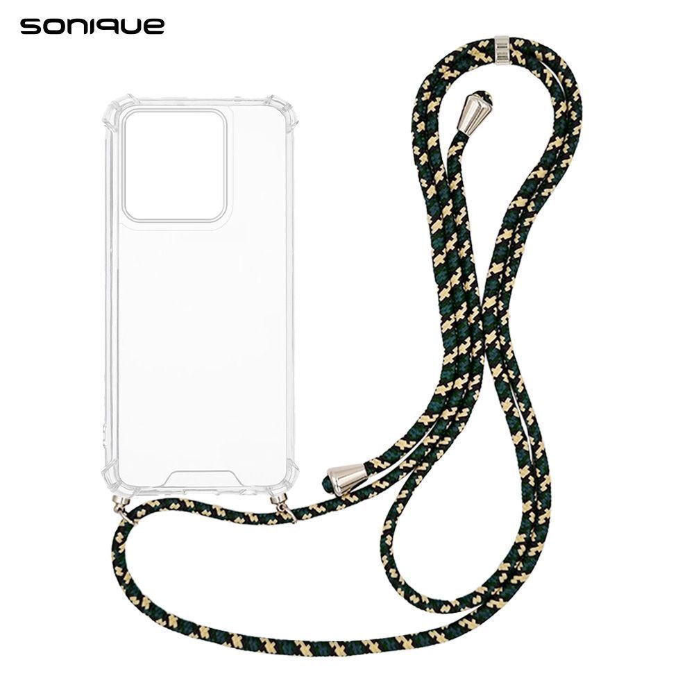 Θήκη Σιλικόνης με Κορδόνι Sonique Armor Clear Motorola Edge 60 Fusion 5G Rainbow Πράσινο