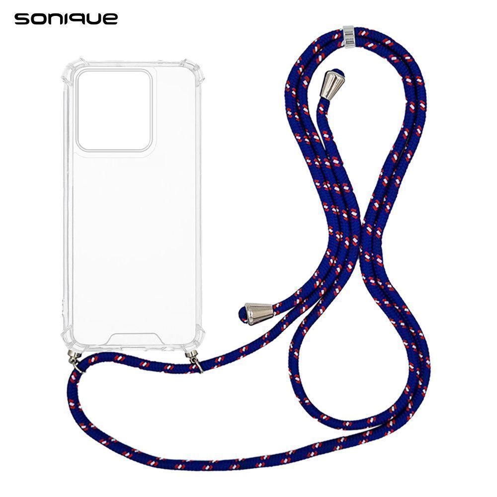 Θήκη Σιλικόνης με Κορδόνι Sonique Armor Clear Motorola Edge 60 Fusion 5G Rainbow Μπλε