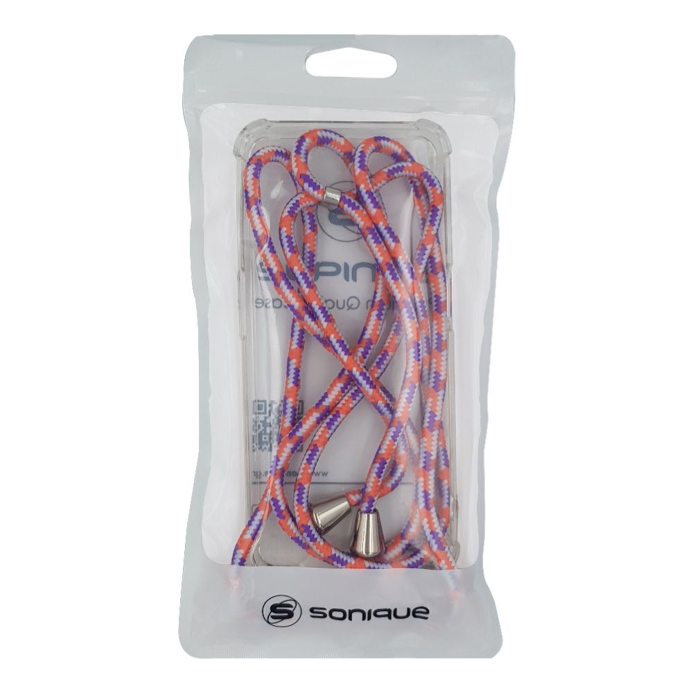 Θήκη Σιλικόνης με Κορδόνι Sonique Armor Clear Motorola Edge 60 Fusion 5G Rainbow Κοραλλί