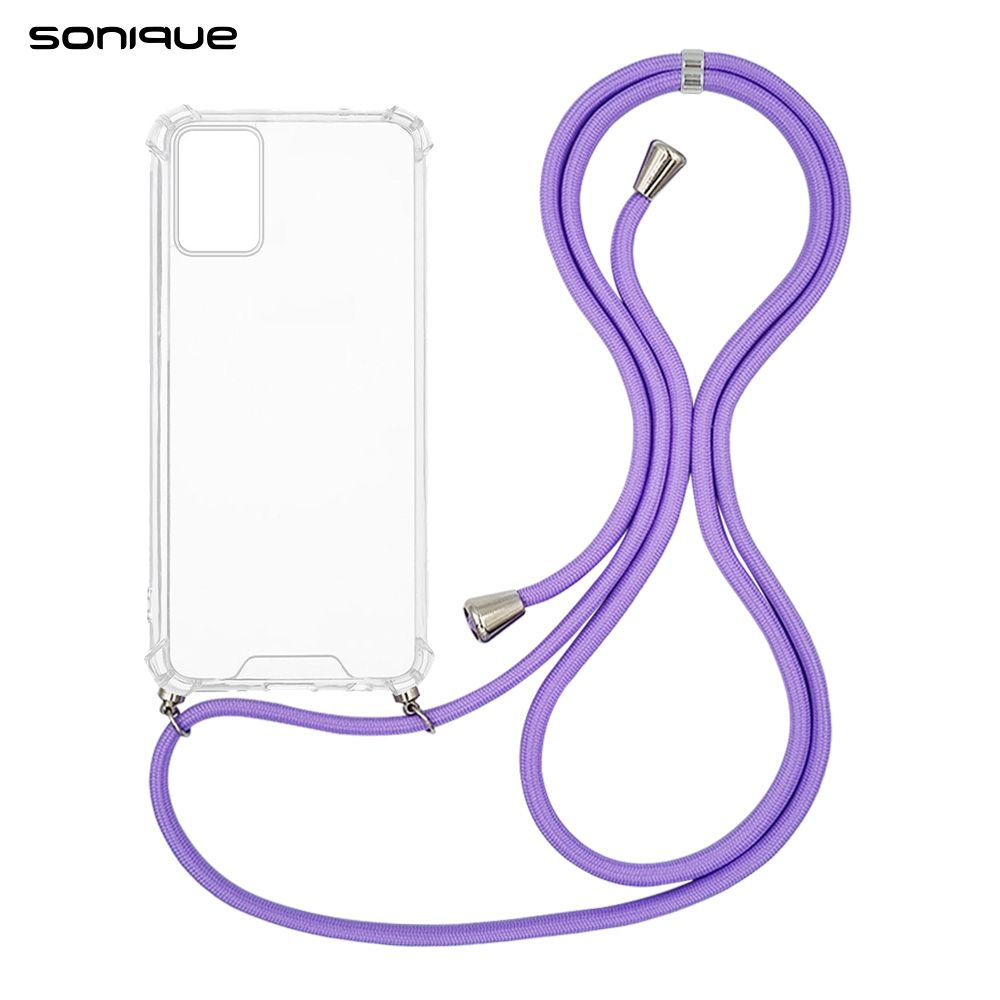 Θήκη Σιλικόνης με Κορδόνι Sonique Armor Clear Motorola Moto E22 4G Λιλά