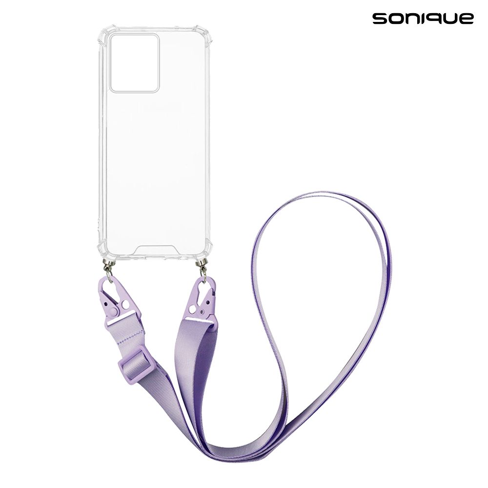 Θήκη Σιλικόνης με Strap Sonique Armor Clear Motorola Edge 40 Neo 5G Λιλά