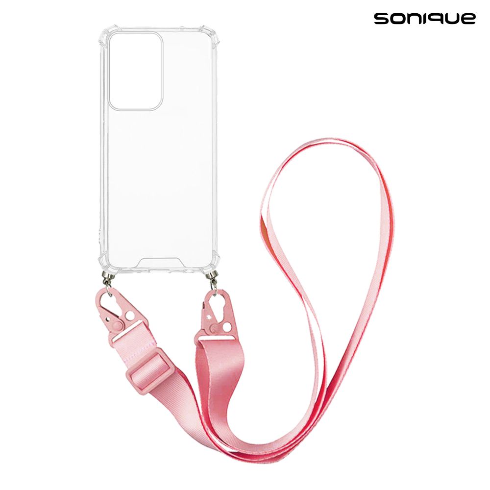 Θήκη Σιλικόνης με Strap Sonique Armor Clear Motorola Edge 50 Fusion 5G Ροζ