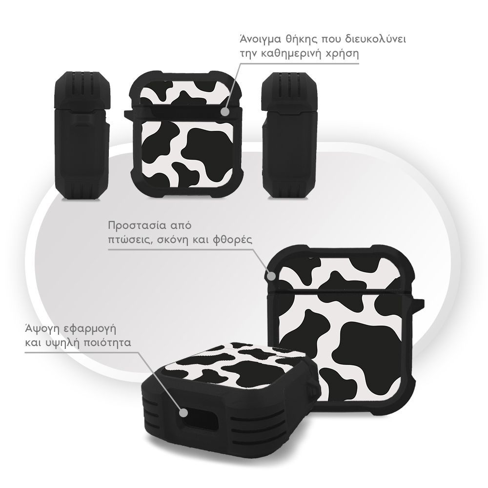 Θήκη Σιλικόνης Sonique Animal Print Series για AirPods 1/2 Cow 01