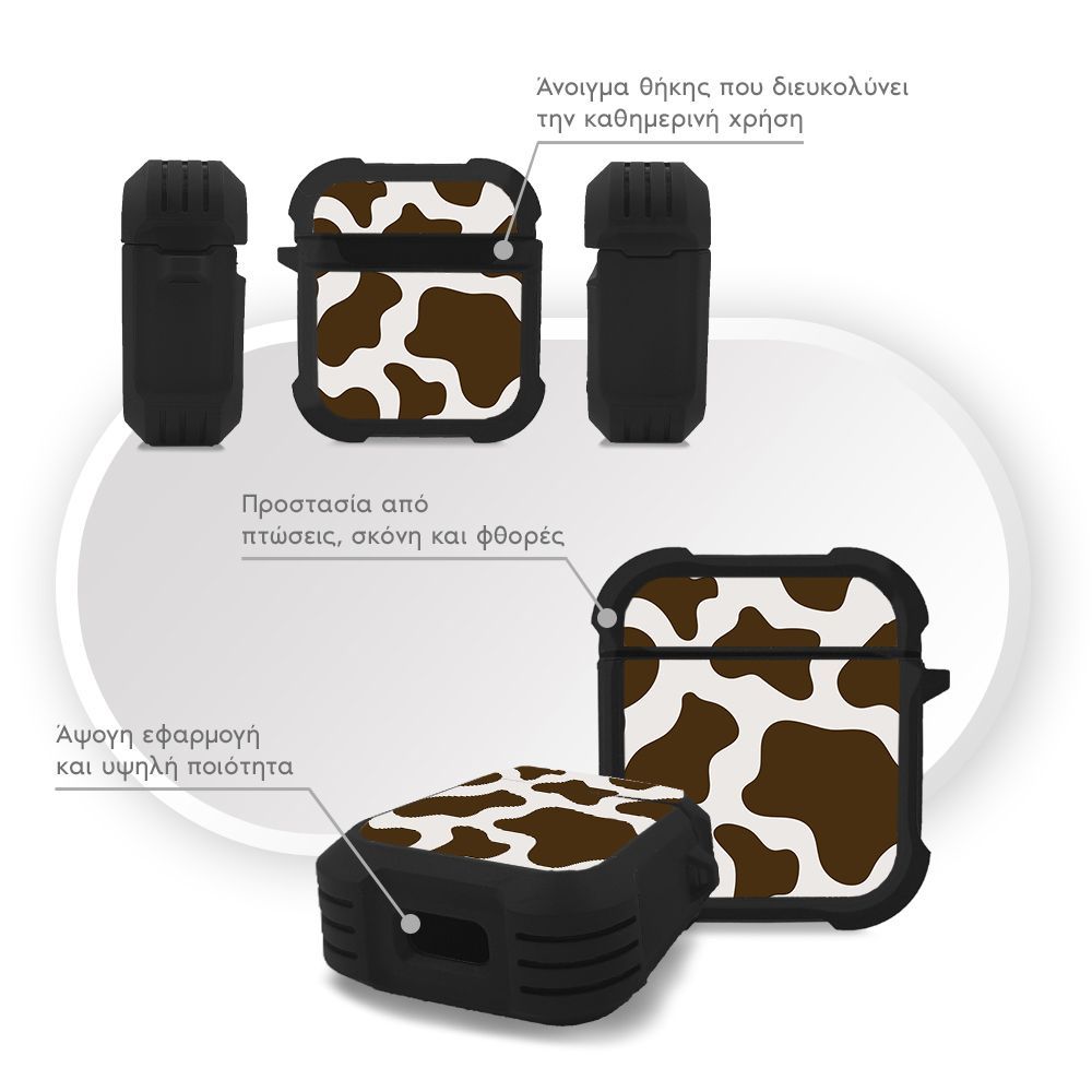 Θήκη Σιλικόνης Sonique Animal Print Series για AirPods 1/2 Cow 02