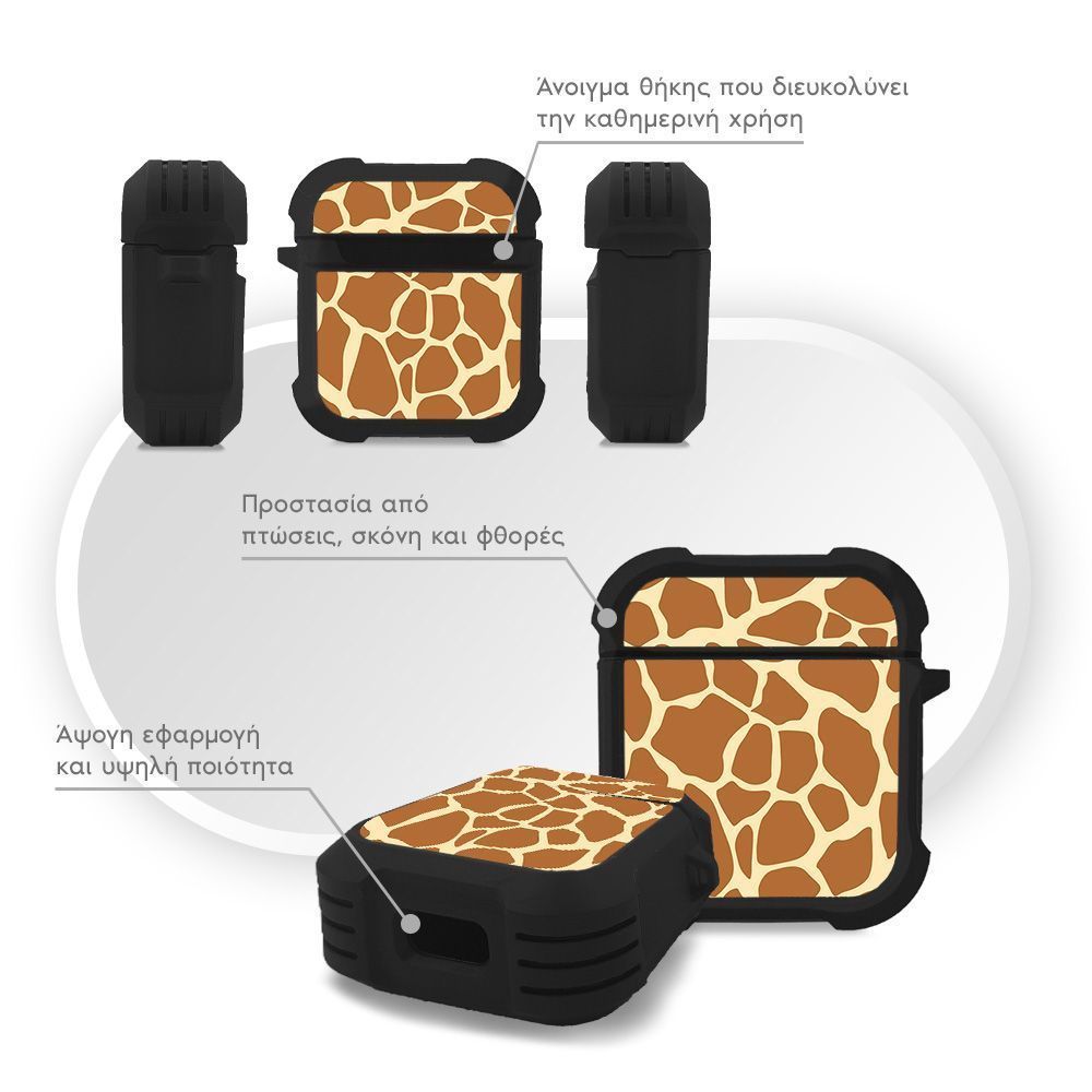 Θήκη Σιλικόνης Sonique Animal Print Series για AirPods 1/2 Giraffe 02