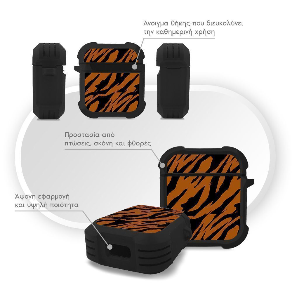 Θήκη Σιλικόνης Sonique Animal Print Series για AirPods 1/2 Tiger 01
