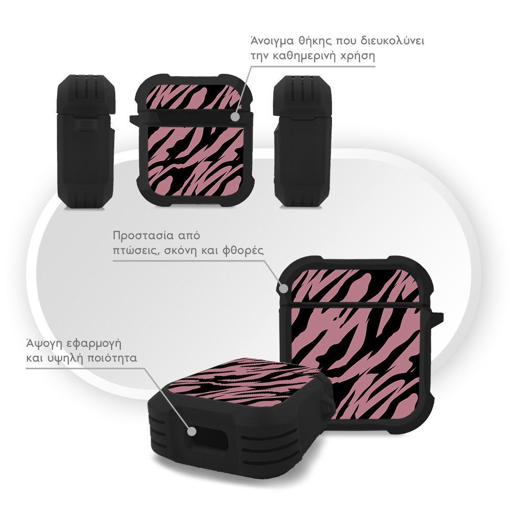 Θήκη Σιλικόνης Sonique Animal Print Series για AirPods 1/2 Tiger 02