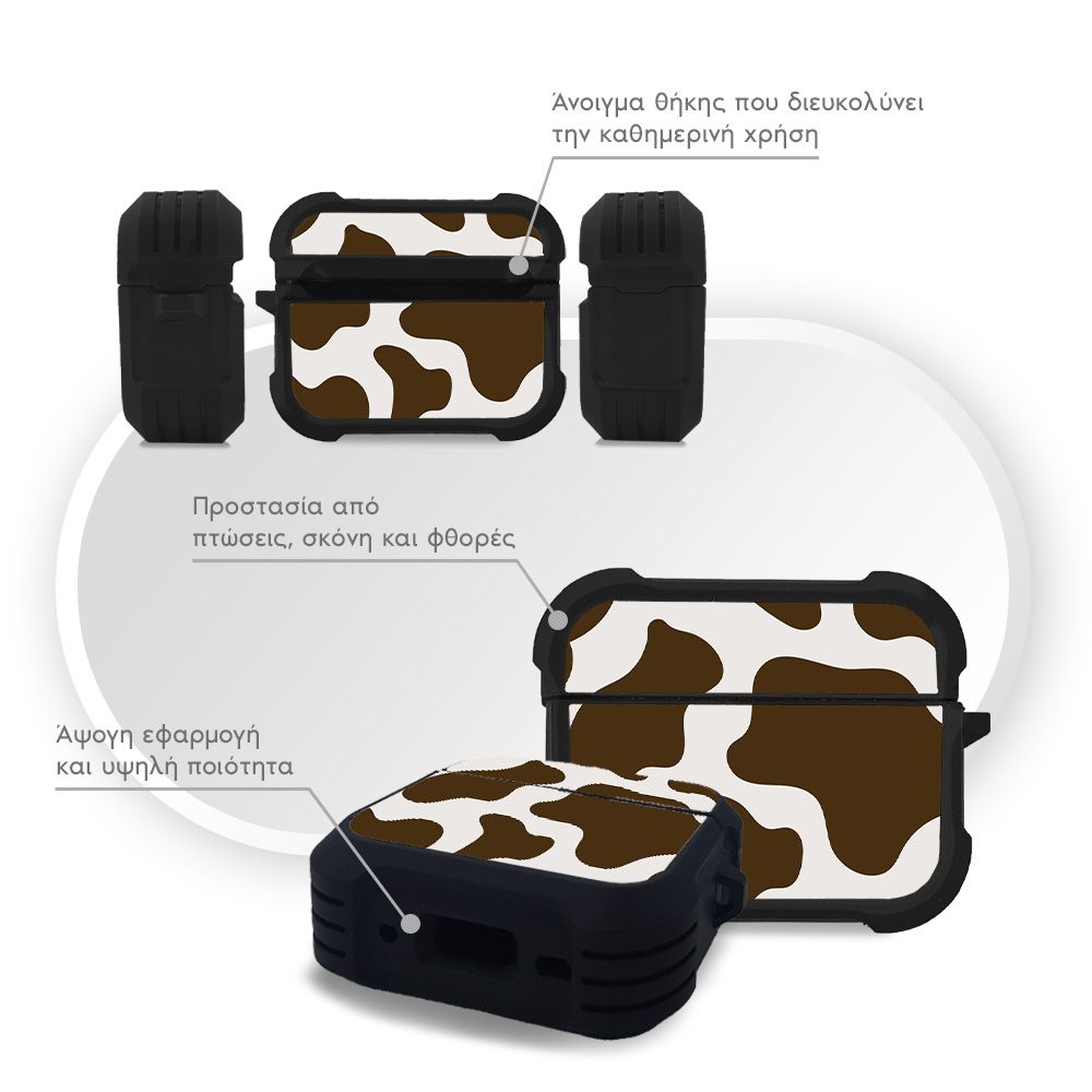 Θήκη Σιλικόνης Sonique Animal Print Series για AirPods Pro / Pro 2 Cow 02