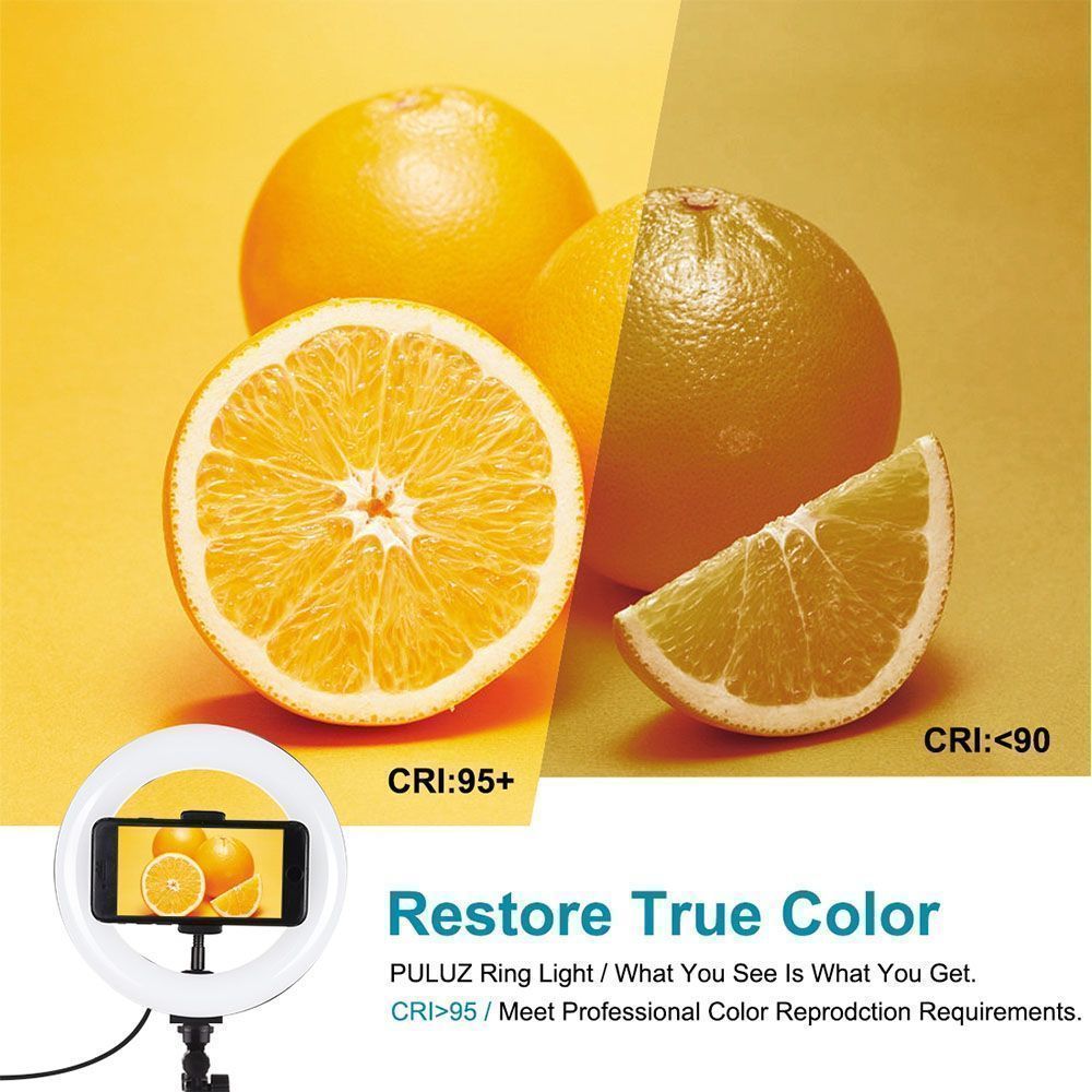 Ring Light LED Puluz 7.9" 20cm με Επιτραπέζια Βάση και Βάση Κινητού