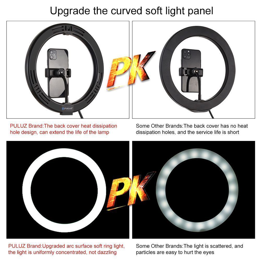 Ring Light LED Puluz 7.9" 20cm με Επιτραπέζια Βάση και Βάση Κινητού