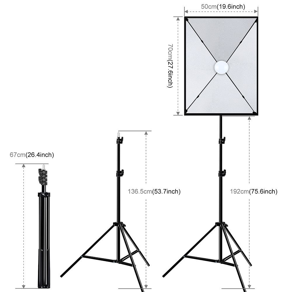 Puluz Σετ Φωτισμού Studio Softbox 50x70cm, Τρίποδο και Λάμπα LED 30W