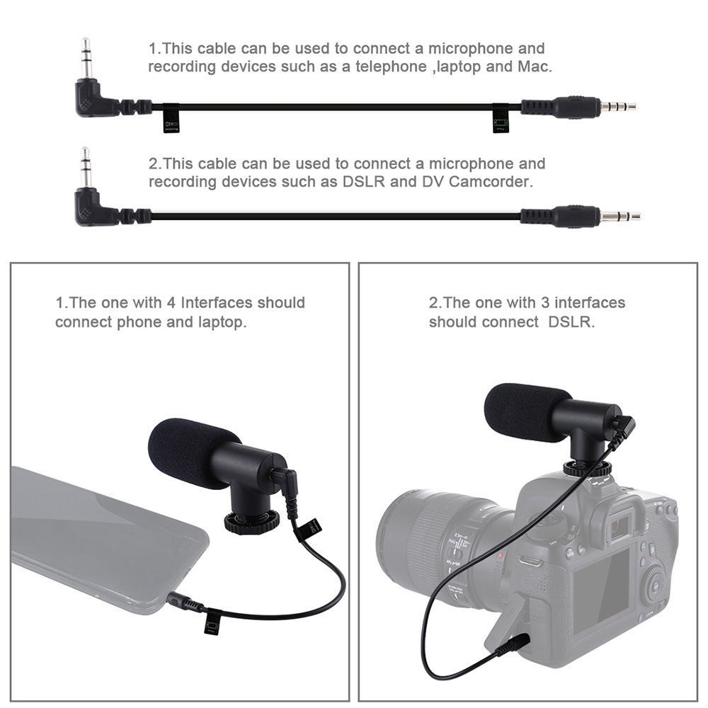 Puluz U-Grip Σταθεροποιητής Φωτογραφικής Μηχανής με LED Φωτισμό & Μικρόφωνο Μαύρο