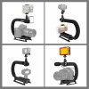 Puluz U-Grip Σταθεροποιητής Φωτογραφικής Μηχανής με LED Φωτισμό & Μικρόφωνο Μαύρο