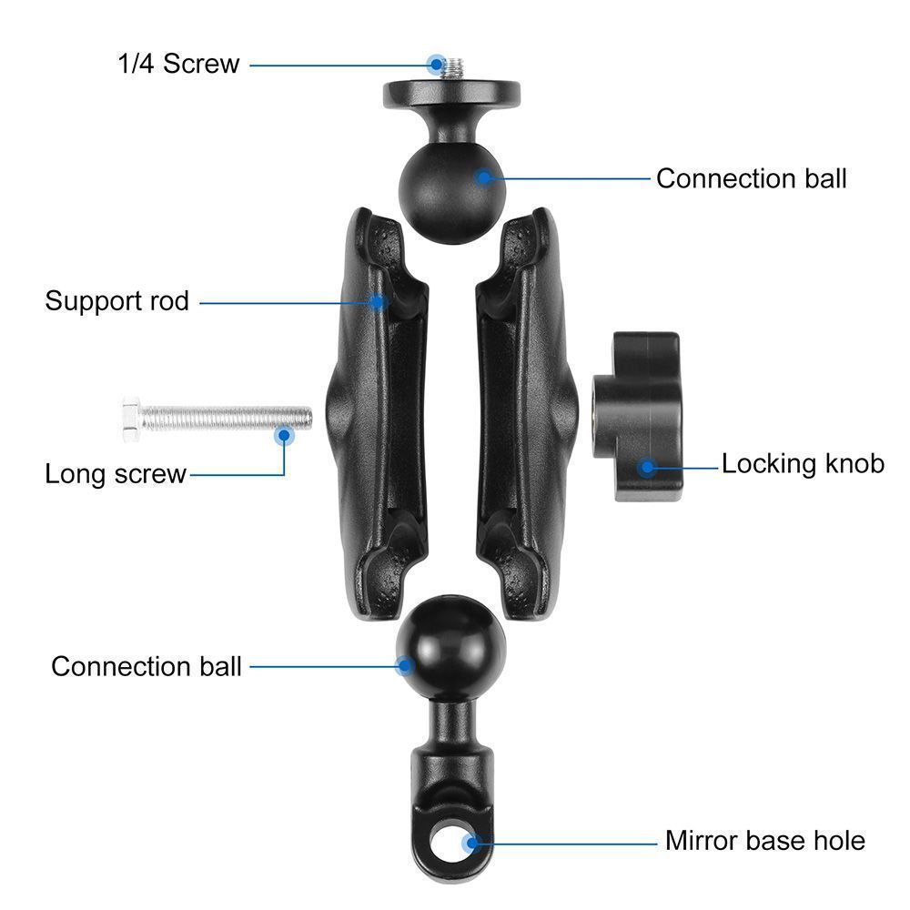 Puluz Βάση Μοτοσυκλέτας 360° για GoPro / Action Cameras Μαύρο