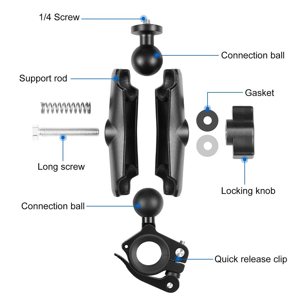 Puluz Βάση Μοτοσυκλέτας O-Clip Quick Release για GoPro / Action Cameras Μαύρο