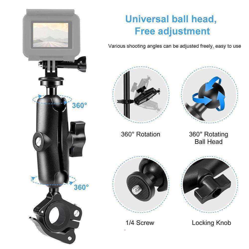 Puluz Βάση Μοτοσυκλέτας O-Clip Quick Release για GoPro / Action Cameras Μαύρο