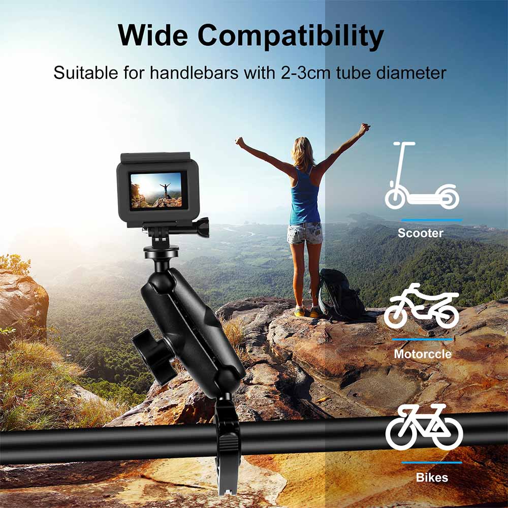 Puluz Βάση Μοτοσυκλέτας O-Clip Quick Release για GoPro / Action Cameras Μαύρο