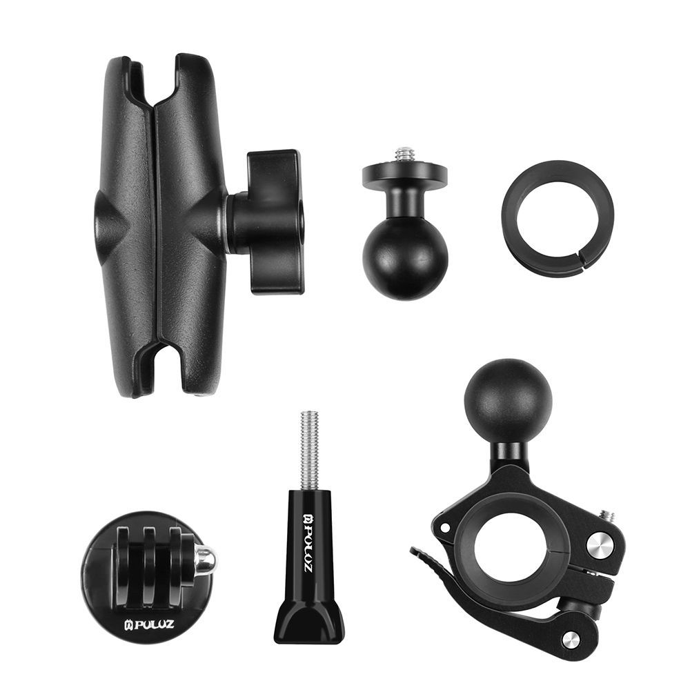 Puluz Βάση Μοτοσυκλέτας O-Clip Quick Release για GoPro / Action Cameras Μαύρο