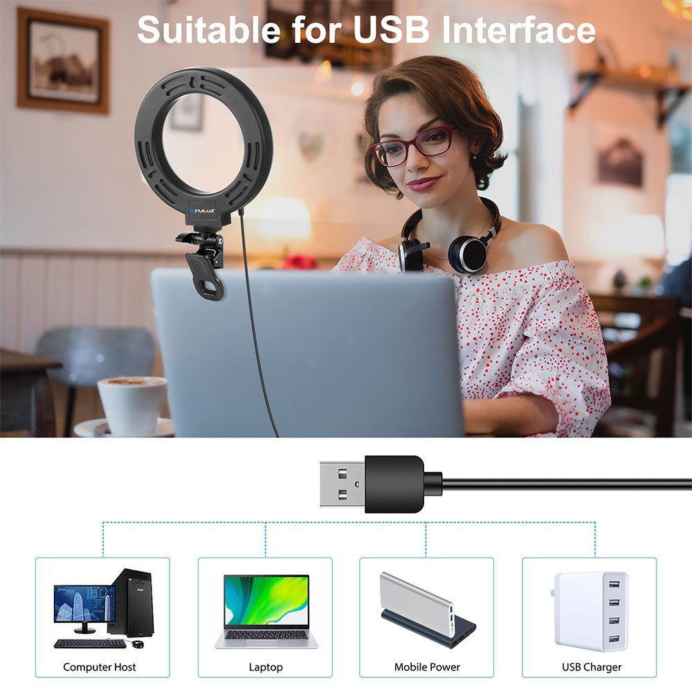 Ring Light Puluz LED 6.2" 16cm με Κλιπ για Γραφείο και Οθόνη