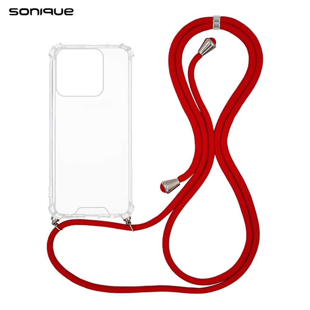 Θήκη Σιλικόνης με Κορδόνι Sonique Armor Clear Honor 400 Lite 5G Κόκκινο