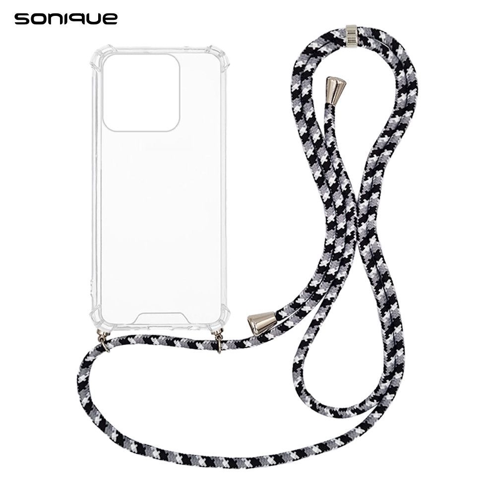 Θήκη Σιλικόνης με Κορδόνι Sonique Armor Clear Honor 400 Lite 5G Rainbow Μαύρο