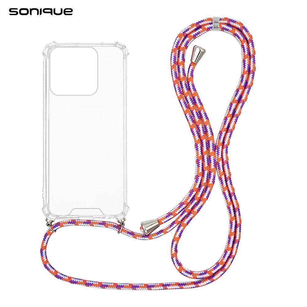 Θήκη Σιλικόνης με Κορδόνι Sonique Armor Clear Honor 400 Lite 5G Rainbow Κοραλλί