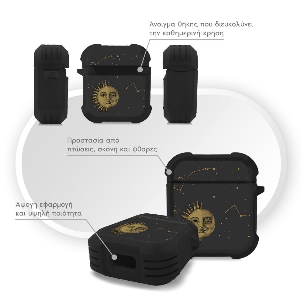 Θήκη Σιλικόνης Sonique Zodiac Series για AirPods 1/2 Eclipse