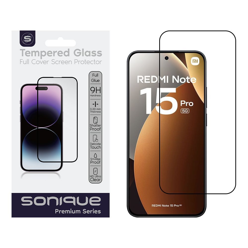 Hardy Glass Sonique Premium Series HD Full Cover 9H Xiaomi Redmi Note 15 Pro 5G Μαύρο