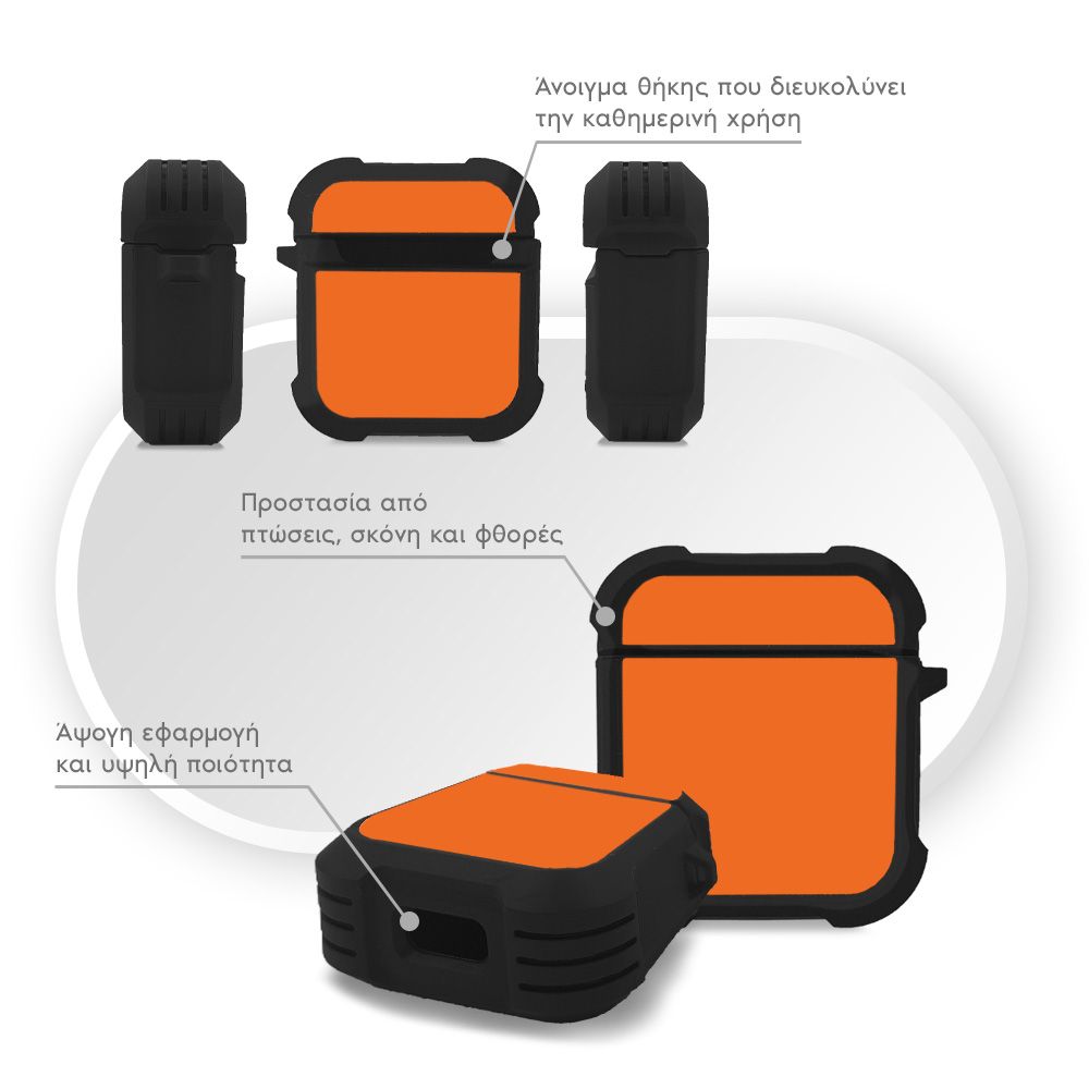 Θήκη Σιλικόνης Sonique ColorBloc Series για AirPods 1/2 Πορτοκαλί